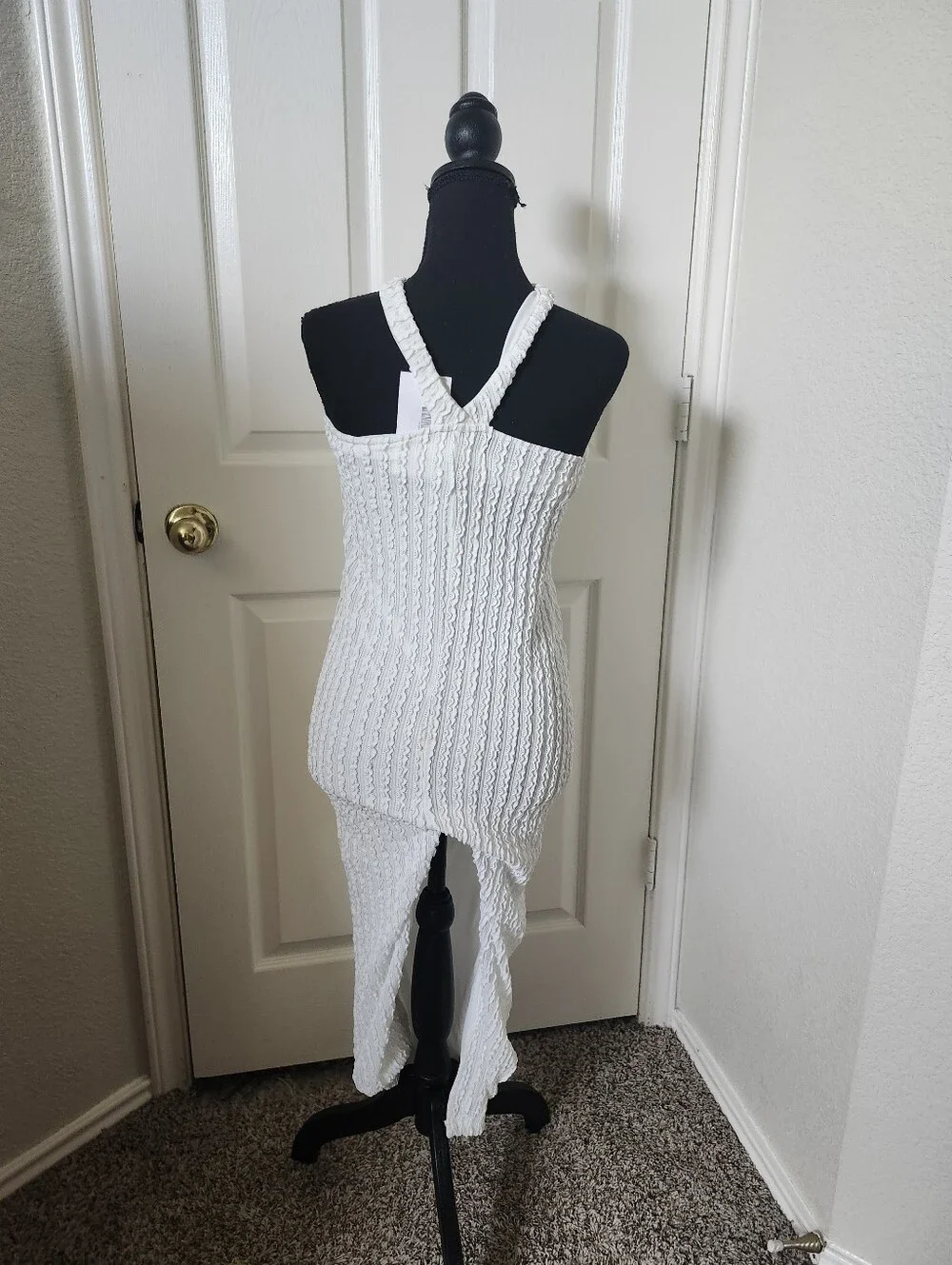 12th Tribe White Textured Halter Midi Dress - Women